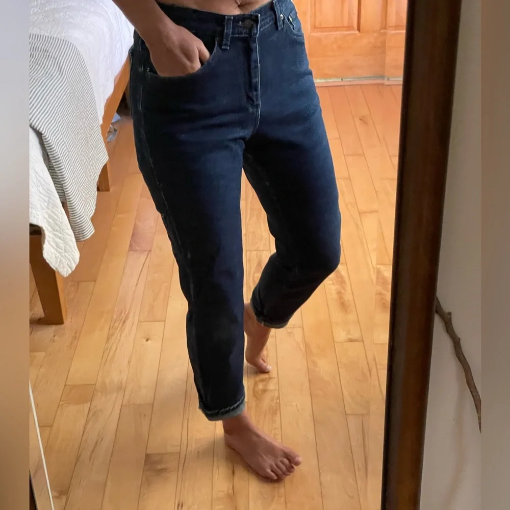 Vintage 90s Lee Dark Rinse High Rise Straight Leg Jeans Size 8S